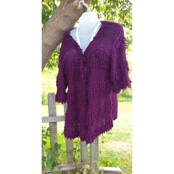 Joe Browns Plus Size 28/30 Plum Purple Knit Cardigan Womens 100% Acrylic Sweater - Picture 1 of 8